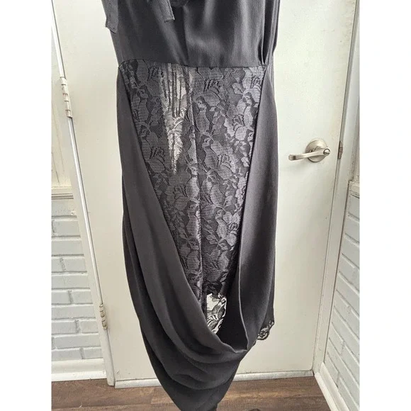 ALLSAINTS‎ Spitalfields 100% Silk Lace Tulip Hem Dress 6 Y2K grunge boho rock - Picture 4 of 9